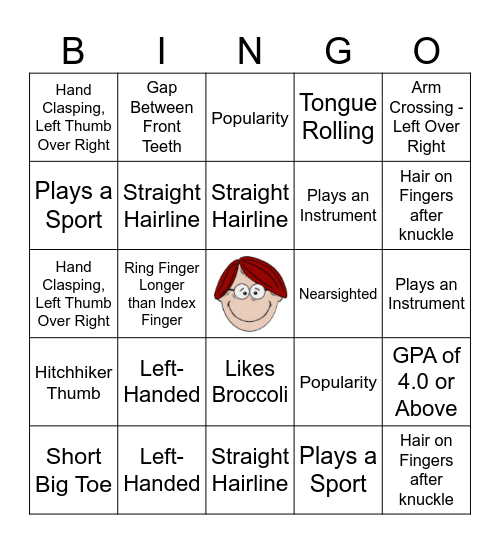 Human Traits BINGO! Bingo Card