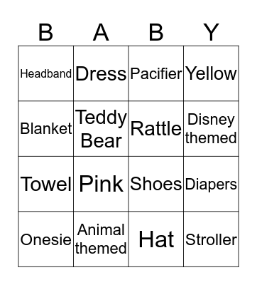 Becky's Baby Shower Bingo! Bingo Card