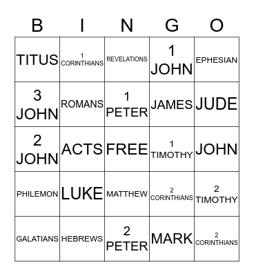 BIBLE BINGO  Bingo Card