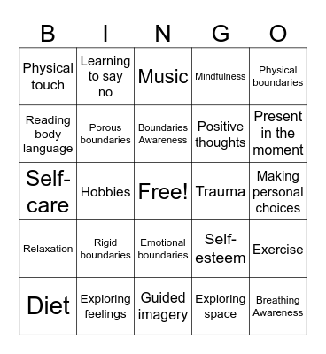 TRAUMA Bingo Card