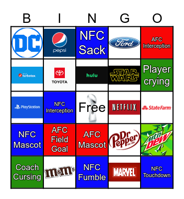 SuperBowl BINGO Card