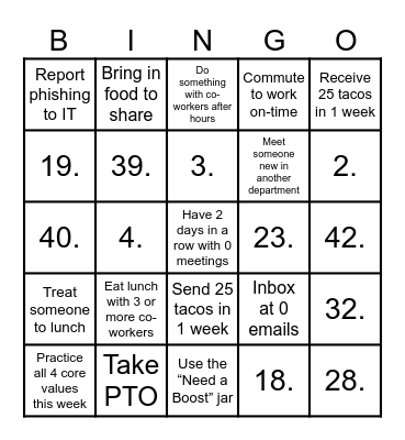 Development Bingo Card