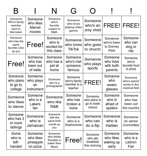 Human Bingo Card