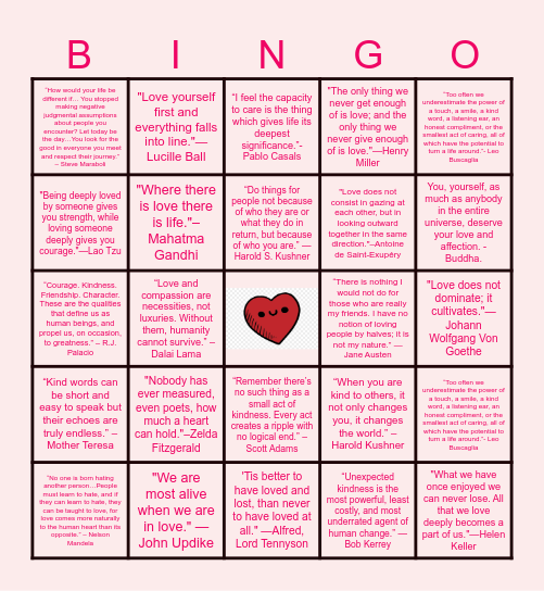 Virtual Valentine's Day Bingo <3 Bingo Card