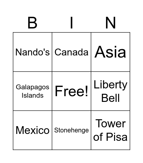 2024 Travel Bingo Card