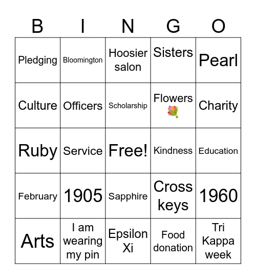 Founder's Day Bingo Card