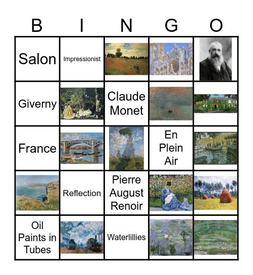 MONET Bingo Card