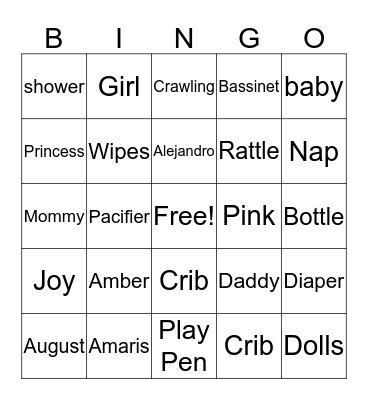 BABY SHOWER Bingo Card