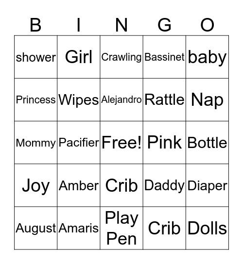 BABY SHOWER Bingo Card