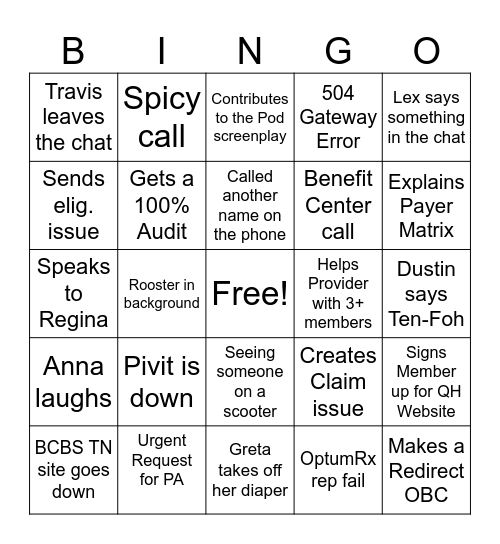 Pod 26 BINGO Card