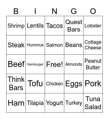 LOVE Your Protein Bingo Card