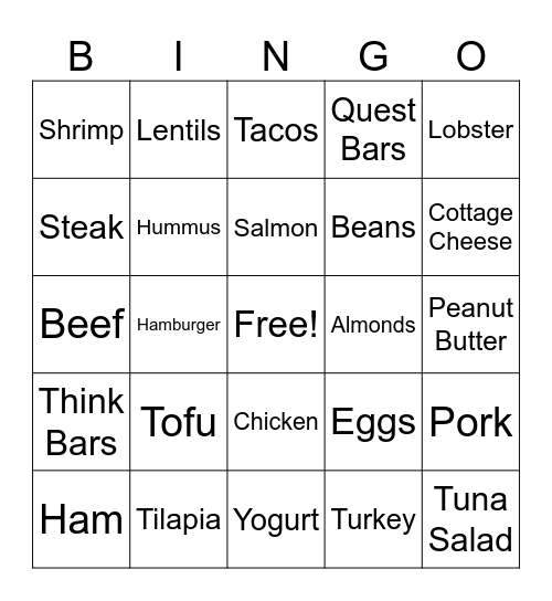 LOVE Your Protein Bingo Card