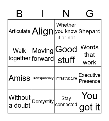 Leadership Lingo Bingo Card