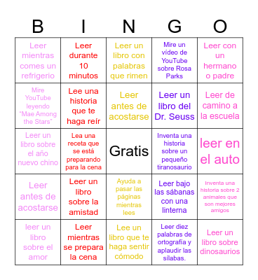 Bingo de Lectura de Febrero Bingo Card