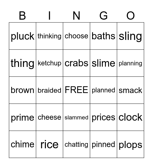 Mixed Phonics Bingo Card