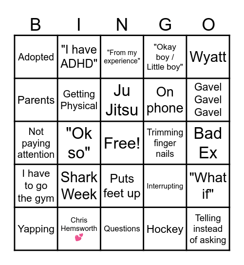 Jocelyn Bingo Card