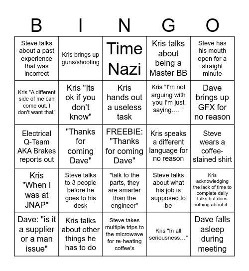 Friday Bingo Card