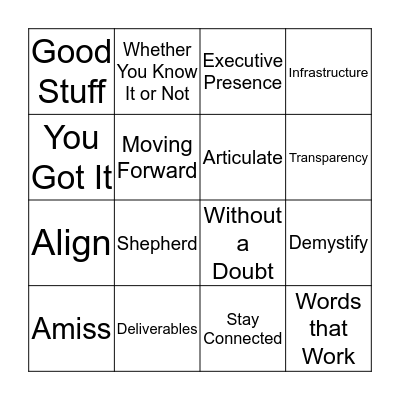 Leadership Lingo Bingo Card