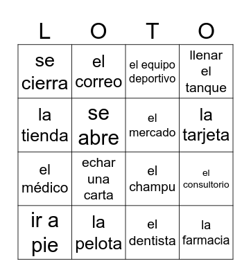 Around Town Bingo Card