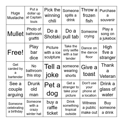 Skiing, Sledding, Ice Luge.... Bingo Card