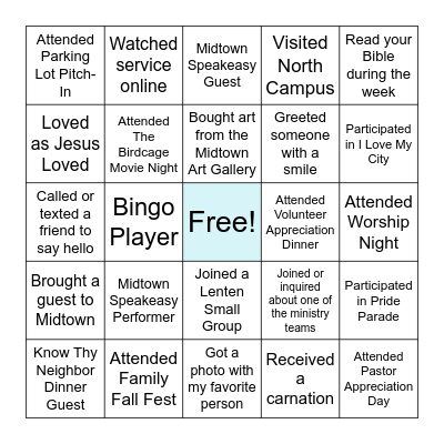 Midtown Event Bingo Card