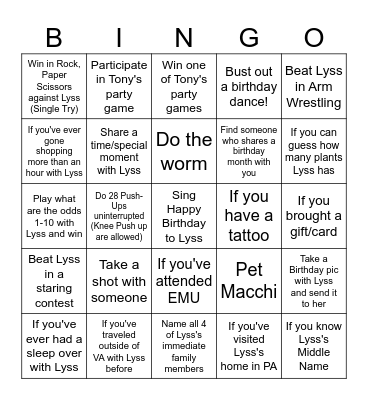 Happy Birthday Alyssa! Bingo Card
