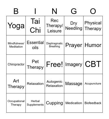 CAM Bingo Card