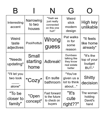 Lottery house Bingo Card