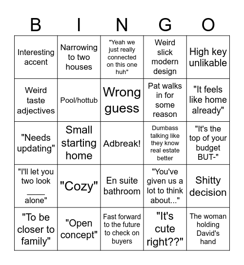 Lottery house Bingo Card