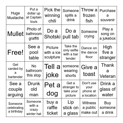 Skiing, Sledding, Ice Luge.... Bingo Card
