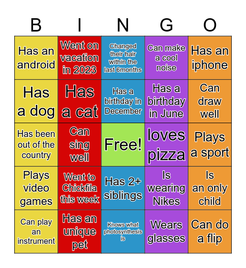 Ice-Ice Breaker! Bingo Card