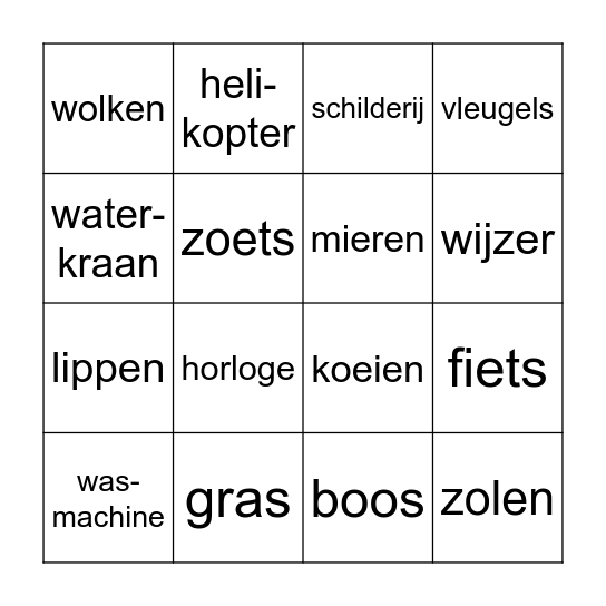 VOORLEESBINGO Card