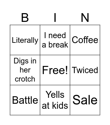 Cooter scratch Bingo Card