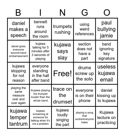 Band Bingo Card