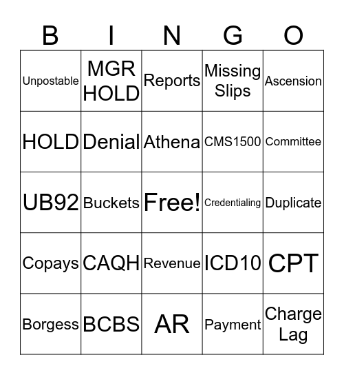 Borgess Bingo Card