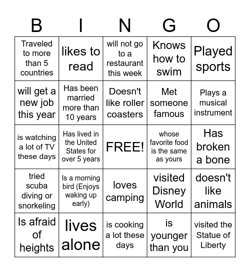 Welcome to ESL!  Find someone who... Bingo Card