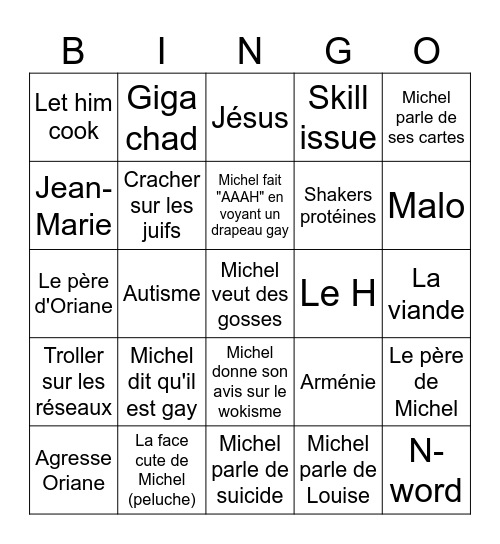 Michel Bingo Card