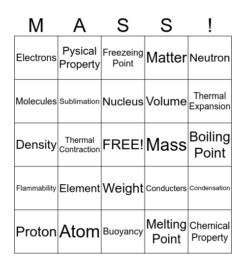 Matter Bingo Card