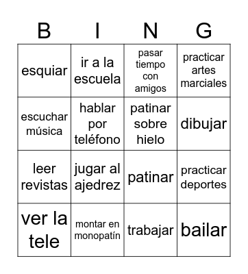 1.1A-English to spanish Bingo Card