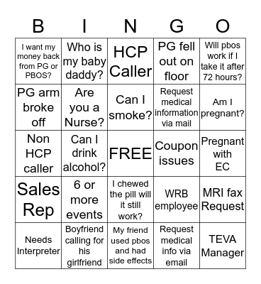 TWH Bingo Card