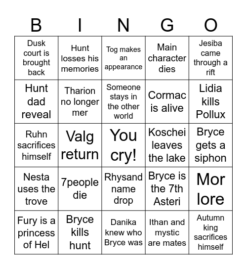 HoFaS Bingo Card