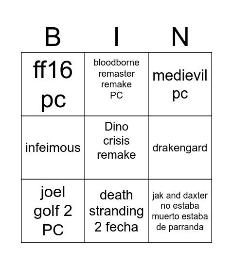 Play copium Bingo Card