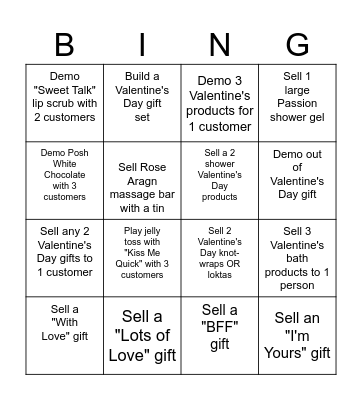 LUSH Palentine's Day BINGO Card