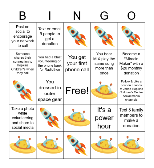 VOLUNTEER BINGO Card