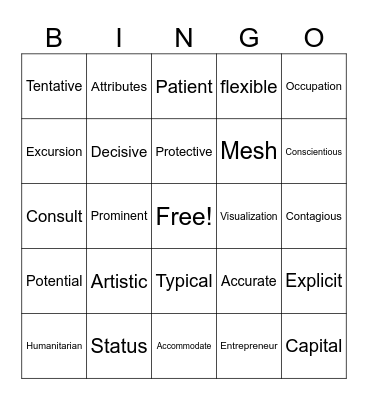 Chapter 6 Bingo Card