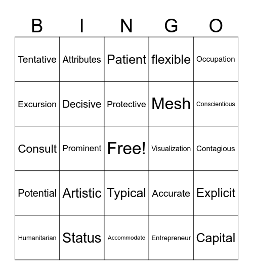 Chapter 6 Bingo Card