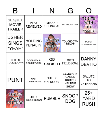 SUPERBOWL (TAYLOR'S VERSION) Bingo Card