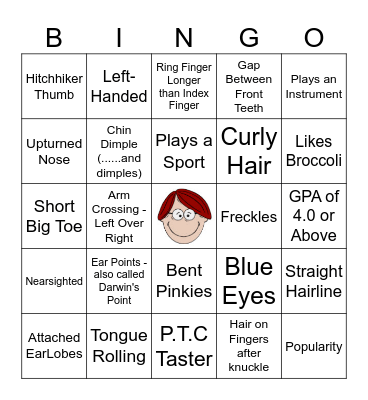 Human Traits BINGO! Bingo Card