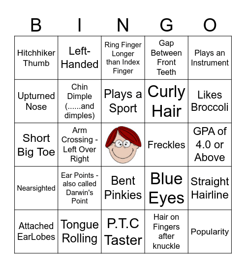 Human Traits BINGO! Bingo Card