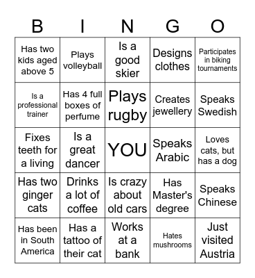 Find a friend who Bingo Card